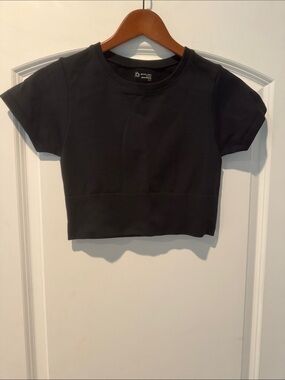 Offline aerie Black Cropped Crewneck Tee NWOT S